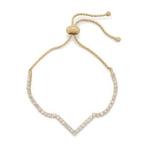 Gold Tone CZ "V" Bolo Bracelet